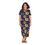 Ulla Popken - Maglia da Donna Taglie Forti, Taglie Forti, in Jersey, con Stampa Girasole, Blu Marino, 48-50