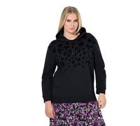 Ulla Popken Maglia dal Taglio Ampio con Fantasia Floreale, Cappuccio e Maniche Lunghe Nero 54+ 845770100-54+