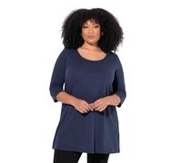 Ulla Popken Maglia dal Taglio Lungo e Svasato con Scollo a Girocollo e Maniche a 3/4 Blu Notte Scuro 54+ 839226130-54+
