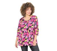Ulla Popken Maglia dal Taglio Svasato a Pallini con Scollo a V e Maniche a 3/4 Rosa 46+ 820011802-46+
