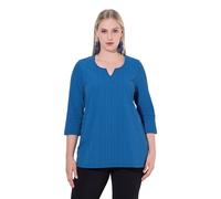 Ulla Popken Maglia dal Taglio Svasato con Design a Spina di Pesce, Scollo a Tunica e Maniche a 3/4 Blu Reale 46+ 812380760-46+