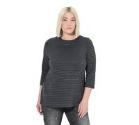 Ulla Popken Langarm Shirt Gestreift mit Stehkragen T, Grafite, 48/50 IT Donna