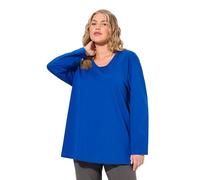 Ulla Popken Maglia dalle Linee morbide con Scollo a V e Maniche Lunghe Blu Reale 66+ 725334750-66+