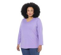 Ulla Popken Maglia dalle Linee morbide con Scollo a V e Maniche Lunghe Blu violaceo 46+ 725334810-46+