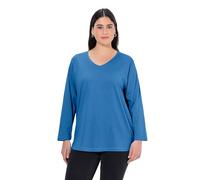 Ulla Popken Maglia dalle Linee morbide con Scollo a V e Maniche Lunghe Fiordaliso 46+ 725334732-46+