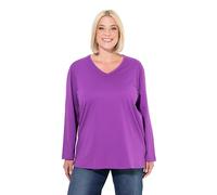 Ulla Popken Camicetta lunga Scollo a V, Relaxed, Maniche lunghe, Lilla, 64/66 IT Donna