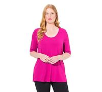 Ulla Popken, Vorne Doppellagig, V-Ausschnitt, Halbarm T-Shirt Anteriore Doppio Strato, Scollo a V, Mezza Manica, Magenta, 48/50 IT Donna