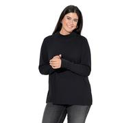 Ulla Popken Maglia in Jersey a Costine con Collo Dolcevita e Maniche Lunghe Nero 54+ 842133100-54+