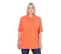 Ulla Popken Maglia Polo di Cotone con abbottonatura con Nastro di Velluto Pesca Chiaro 66+ 637297510-66+