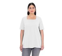 Ulla Popken Maglietta a Maniche Corte con Scollo a barretta T-Shirt, Bianco, 68-70 Donna