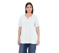Ulla Popken Maglietta a Maniche Corte con Scollo a Tunica T-Shirt, Bianco, 52-54 Donna
