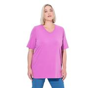 Ulla Popken T-Shirt, V-Ausschnitt, Relaxed, Halbarm Maglietta Basic a V, Rosa Freddo, 50-52 Große Größen Donna