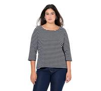 Ulla Popken Maglietta a Maniche Corte, da Donna, Taglie Forti, Taglia Grande, Classica, Scollo Rotondo, Maniche a 3/4 837114, Nero, 68 IT/70 IT