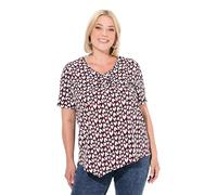 Ulla Popken T-Shirt, Herzen, Zipfelsaum, V-Ausschnitt, Halbarm, Nero, 48/50 IT Donna