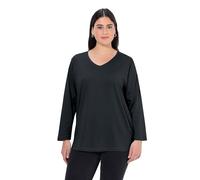 Ulla Popken Maglietta Basic da Donna a Maniche Lunghe, Nero, 60/62 IT