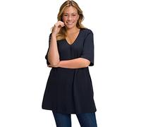 Ulla Popken Maglietta Basic, Scollo a V, Rilassata, A Mezza Manica T-shirt Donna, Blu Nero, 68-70