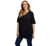 Ulla Popken Maglietta Basic, Scollo a V, Rilassata, A Mezza Manica T-shirt Donna, Nero, 52-54