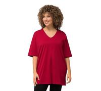 Ulla Popken Maglietta Basic, Scollo a V, Rilassata, A Mezza Manica T-shirt Donna, Papavero, 56-58