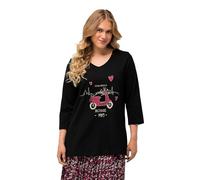 Ulla Popken Maglietta Classica da Donna Ciao Bella Print, Nero, 64 IT/66 IT