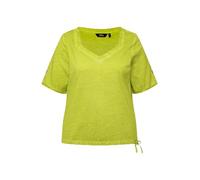 Ulla Popken Maglietta con Coulisse e Cuore in Lurex, Classic 830325 T-Shirt, Verde Mela, 48/50 IT Donna