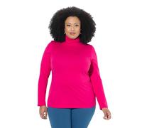Ulla Popken Maglietta da Donna, a Collo Alto, Sottile, a Maniche Lunghe, Basic, Rosa Rossa, 56/58 IT