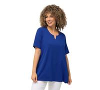 Ulla Popken T-Shirt dal Taglio Svasato con Scollo a Tunica e Mezze Maniche Blu Cobalto 54+ 807259760-54+