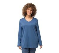 ULLA POPKEN Maglia dalle Linee morbide con Scollo a V e Maniche Lunghe Blue Jeans 54+ 725334722-54+
