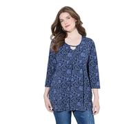 Ulla Popken Maglietta da Donna con Scollo Speciale, A-Line, Blu Marino, 48/50 IT