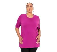 Ulla Popken Maglietta da Donna, Girocollo, Rilassata, Mezza Manica, Bacca, 56/58 IT