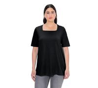 Ulla Popken Maglietta da Donna, Linea A, Scollo Carree, Mezza Manica, Nero, 60/62 IT