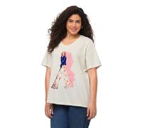 Ulla Popken Maglietta da Donna, Oversize, Scollo a V, Mezza Manica, Bianco, 52-54