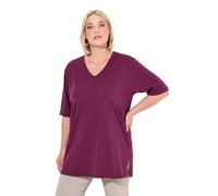 Ulla Popken Maglietta da Donna T, V-Ausschnitt, Relaxed, Halbarm Tunika, Bacca Scura, 36-38