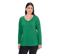 Ulla Popken Maglietta da Donna Taglie Forti, Taglie Forti, a Maniche Lunghe con Scollo a V, Taglio Sottile, Perfetta da Indossare.