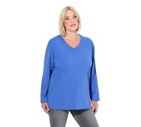 Ulla Popken Shirt, V-Ausschnitt, Relaxed, Langarm Camicetta Lunga, Blu Pavone, 60/62 IT Donna