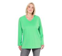 Ulla Popken Maglietta da Donna, Taglie Forti, Taglie Forti, con Scollo a V, a Maniche Lunghe, Verde Menta, 64 IT/66 IT
