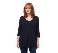 Ulla Popken Maglietta Manica a 3/4 T-Shirt, Blu Notte, 60-62 Donna