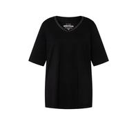 Ulla Popken T-Shirt, Pima Cotton, A-Linie, Kelchkragen, Halbarm, Schwarz, 42-44 Donna