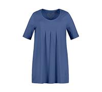 Ulla Popken Maglietta, Pieghe Decorative, Linea A, Girocollo, Mezza Manica, Modal 796473 T-Shirt, Verde Turchese, 52/54 IT Donna