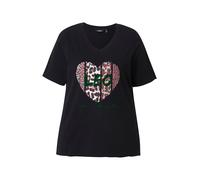 Ulla Popken Maglietta verde scuro / rosa / nero / offwhite Donna Ulla Popken XL-XXL