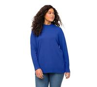Ulla Popken Maglione, Colletto Alto, Maniche Lunghe, Polsini a Costine, Blu Marino, 56-58 Donna