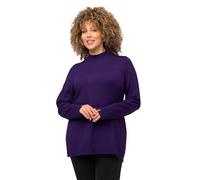 Ulla Popken Maglione, Colletto Alto, Maniche Lunghe, Polsini a Costine, Viola Profondo, 56-58 Donna