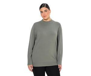 Ulla Popken Maglione con Colletto Alto, Maniche Lunghe e orli a Costine Grigio 42+ 822010194-42+