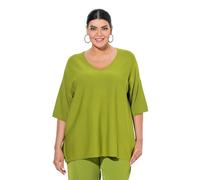 Ulla Popken Maglione dal Taglio Oversize con Scollo a V e Mezze Maniche Verde Foresta 50+ 817342420-50+