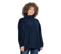 Ulla Popken Maglione di ciniglia dal Taglio Oversize con Collo Alto e Maniche Lunghe Blu Inchiostro 50+ 810312740-50+