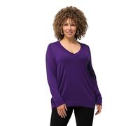 Ulla Popken Maglione in Morbida Maglia fine con Scollo a V e Maniche Lunghe Violet Profondo 46+ 791606840-46+