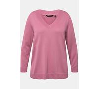 Ulla Popken Maglione, Scollo a V, Maniche Lunghe, Morbida Maglia fine, Blu Marino, 60 Donna