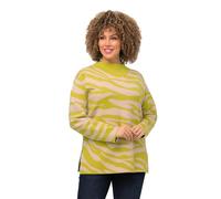 Ulla Popken Maglione Zebrato, Verde Acido, 56-58 Donna