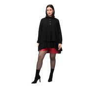 Ulla Popken Mantovana Tunica con Maniche Lunghe Camicette, Nero, 60-62 Donna