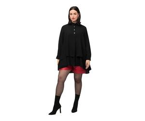 Ulla Popken Mantovana Tunica con Maniche Lunghe Camicette, Nero, 60-62 Donna