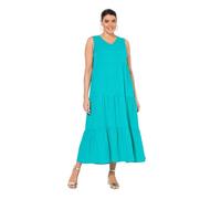 Ulla Popken Maxi Abito a Balze dal Taglio Svasato e Smanicato con Scollo a V Turchese 54 839135456-54